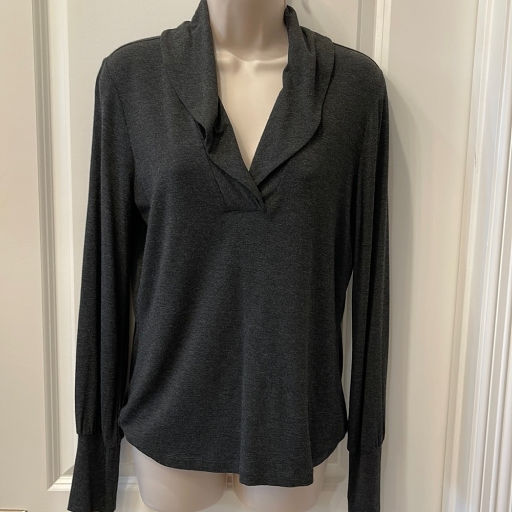 Saks Fifth Avenue, Dark Gray Long Sleeved Top, Size M